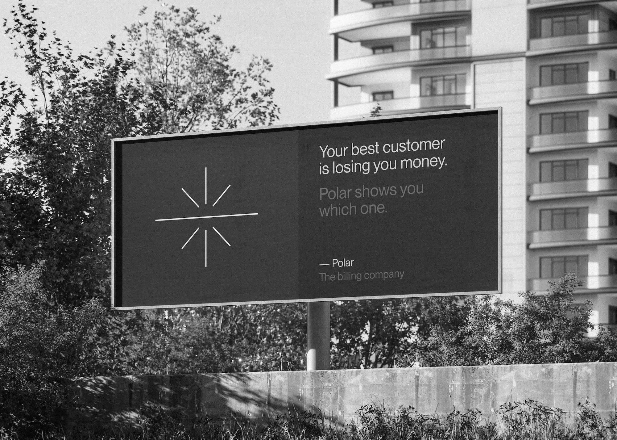Polar billboard reading 'Your best customer is losing you money. Polar shows you which one.'